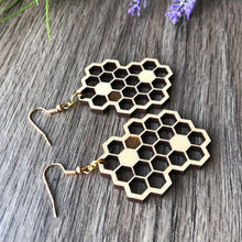 Load image into Gallery viewer, Honeycomb Wood Earrings