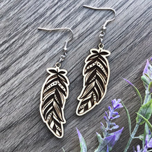 Load image into Gallery viewer, Boho Feather Wood Earrings