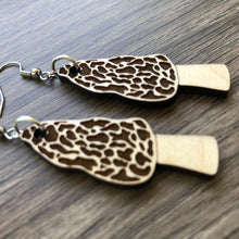 Load image into Gallery viewer, Morel Mushrooom Wood Earrings