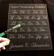 Load image into Gallery viewer, Personalized Cursive Alphabet Tracing Board