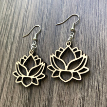 Load image into Gallery viewer, Wood Water Lily Earrings