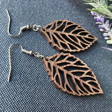 Load image into Gallery viewer, Wood Leaf Earrings