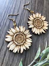 Load image into Gallery viewer, Sunflower Wood Earrings