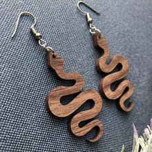 Load image into Gallery viewer, Wood Snake Earrings