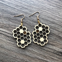 Load image into Gallery viewer, Honeycomb Wood Earrings