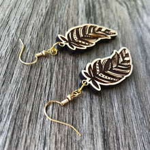Load image into Gallery viewer, Boho Feather Wood Earrings