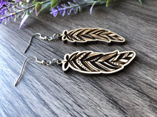 Load image into Gallery viewer, Boho Feather Wood Earrings