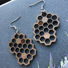 Load image into Gallery viewer, Honeycomb Wood Earrings