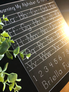 Personalized Alphabet Tracing Board with Numbers