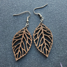 Load image into Gallery viewer, Wood Leaf Earrings
