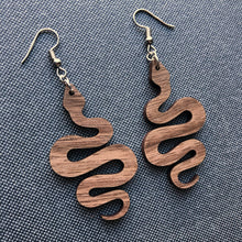 Load image into Gallery viewer, Wood Snake Earrings
