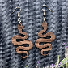 Load image into Gallery viewer, Wood Snake Earrings