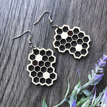 Load image into Gallery viewer, Honeycomb Wood Earrings