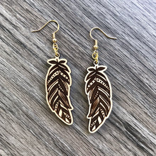 Load image into Gallery viewer, Boho Feather Wood Earrings