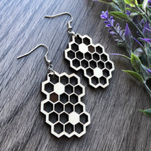 Load image into Gallery viewer, Honeycomb Wood Earrings