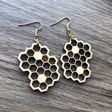 Load image into Gallery viewer, Honeycomb Wood Earrings