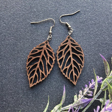 Load image into Gallery viewer, Wood Leaf Earrings