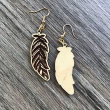 Load image into Gallery viewer, Boho Feather Wood Earrings