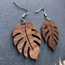 Load image into Gallery viewer, Monstera Leaf Wood Earrings