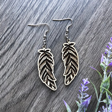 Load image into Gallery viewer, Boho Feather Wood Earrings