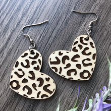 Load image into Gallery viewer, Leopard Print Heart Earrings