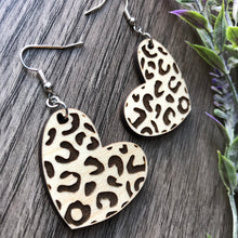 Load image into Gallery viewer, Leopard Print Heart Earrings