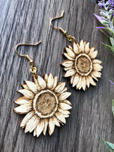 Load image into Gallery viewer, Sunflower Wood Earrings