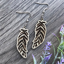 Load image into Gallery viewer, Boho Feather Wood Earrings
