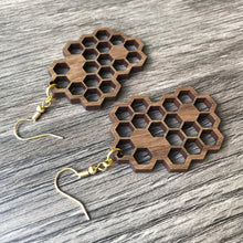 Load image into Gallery viewer, Honeycomb Wood Earrings
