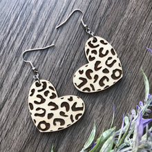 Load image into Gallery viewer, Leopard Print Heart Earrings
