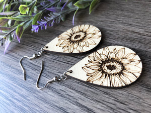 Teardrop Sunflower Earrings