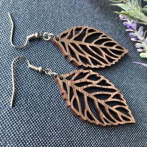 Wood Leaf Earrings