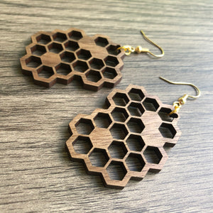 Honeycomb Wood Earrings