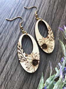 Open Teardrop Sunflower Earrings