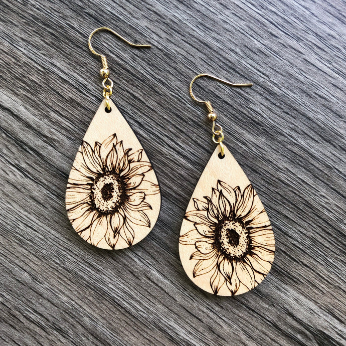 Teardrop Sunflower Earrings