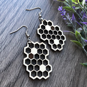 Honeycomb Wood Earrings