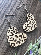 Load image into Gallery viewer, Leopard Print Heart Earrings

