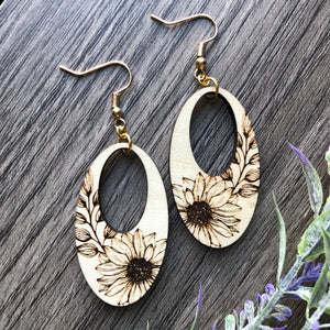 Open Teardrop Sunflower Earrings