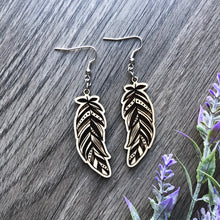 Load image into Gallery viewer, Boho Feather Wood Earrings
