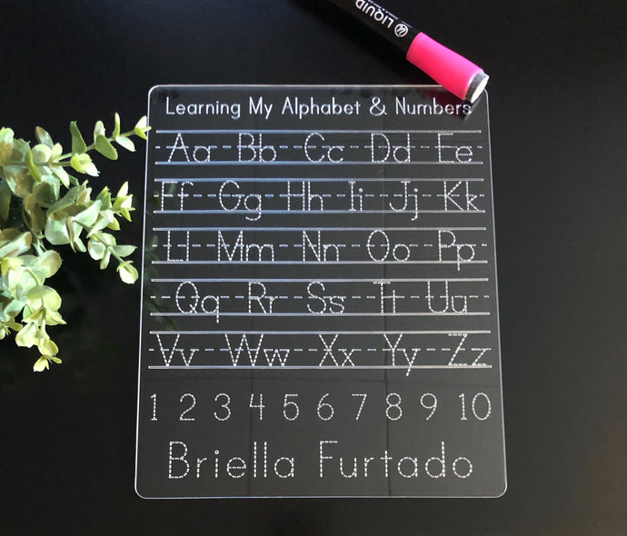 Personalized Alphabet Tracing Board with Numbers